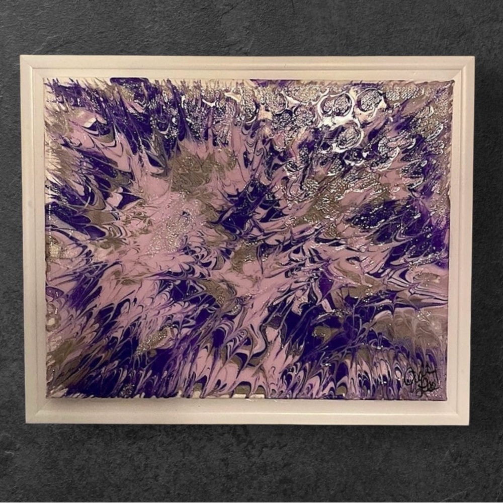 Framed Abstract Acrylic/Resin Art - Picture 3 of 8